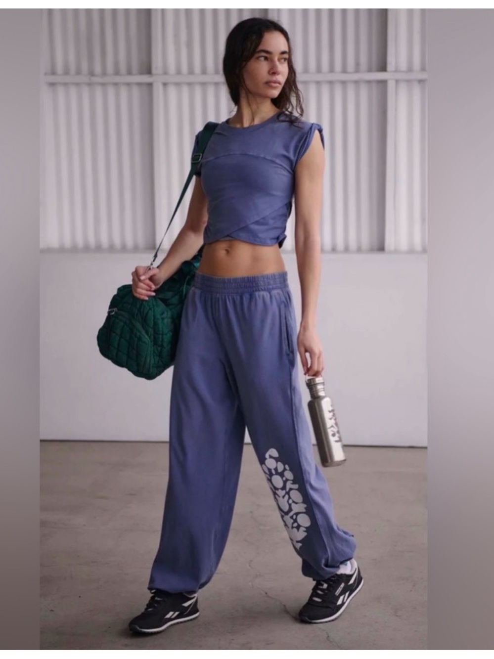 NWT Free People x FP Movement Hot Shot Logo Crossover Set in Blue Indigo Sz L - Picture 7 of 11